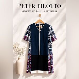 Peter Pilotto Geometric Panel Shift Dress Short Sleeve Multicolor Size M